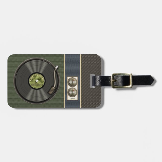 Roligt Retro vinylrekord Bagagebricka (Horisontell Framsida)