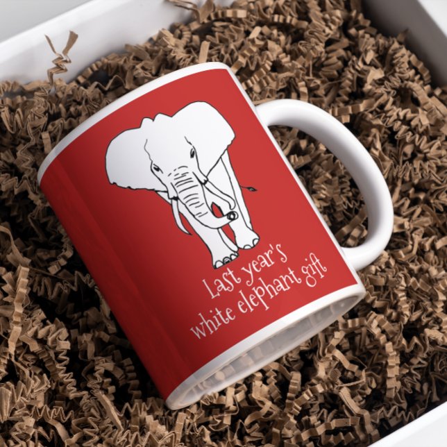 Roligt riktigt vit elefant julklapp kaffemugg (Skapare uppladdad)