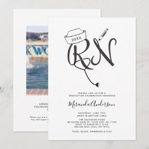 Roligt RN-sjuksköterskefoto studenten firande Inbjudningar