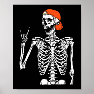 Roligt Rocker Skeleton Hand Sten på Costume Hallow Poster