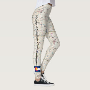 Roligt Rocky Mountain Colorado Karta Leggings Byxo