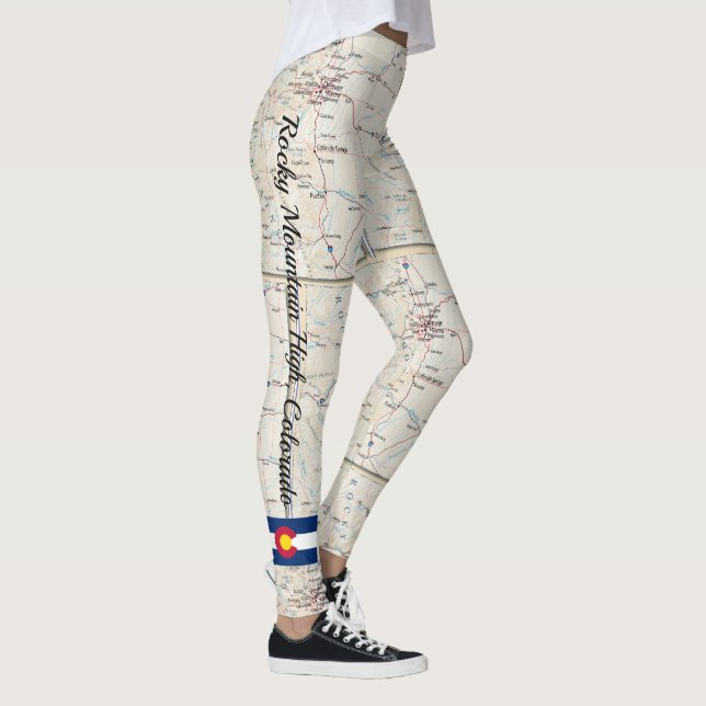Roligt Rocky Mountain Colorado Karta Leggings Byxo (Höger)