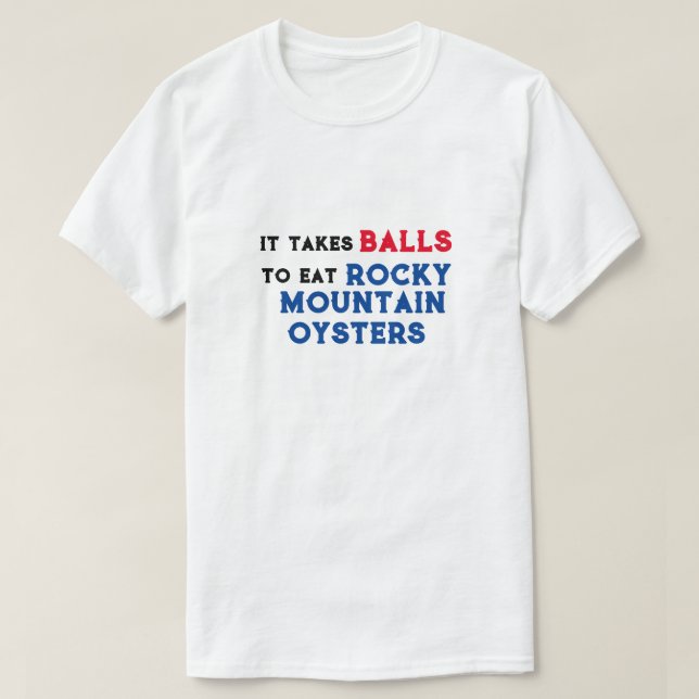 Roligt Rocky Mountain Oysters T Shirt (Design framsida)