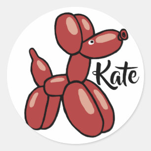 Roligt röd ballong hund design runt klistermärke