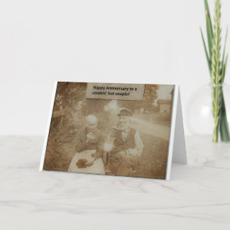Roligt röka för foto för årsdagkortvintage kort