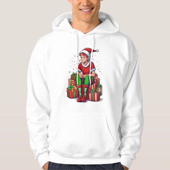 Roligt roligt jul tomte elf barn hoodie (Framsida)