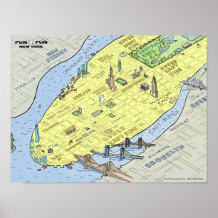 Roligt Roligt Karta i New York City   POSTER   Uts
