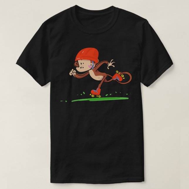 Roligt Roller Skating Monkey T Shirt (Design framsida)