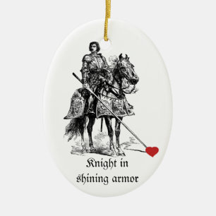 Roligt Romantic Knight i Shining Armor Humor Julgransprydnad Keramik