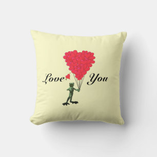 Roligt romantisk tecknad groda valentines kärlek h kudde
