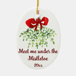 Roligt Romantiskt möte under Mistletoe Citote-jul Julgransprydnad Keramik