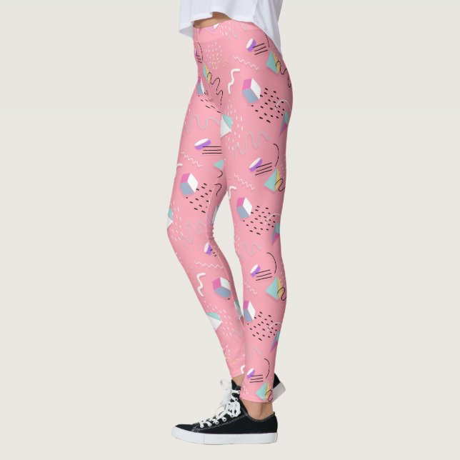 Roligt Rosa 1990-talets bakåtgrafik Leggings (Vänster)
