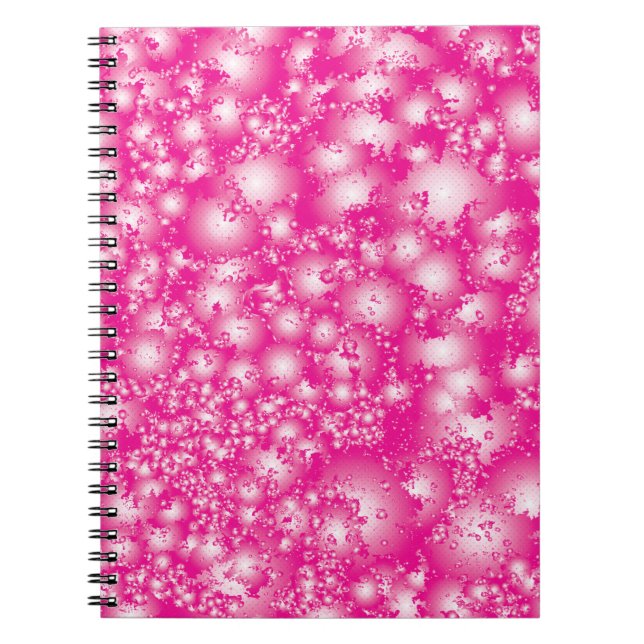 Roligt ROSA Abstrakt Bläck Toppen Stänk mönster Anteckningsbok Med Spiral (Framsidan)