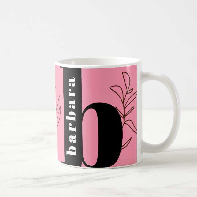 Roligt Rosa av  av fetstil, monogram konst Kaffemugg (Höger)