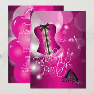 Roligt Rosa Bachelorette Party Inbjudningar