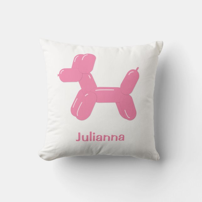 Roligt Rosa Ballon Animaliskt Hund Pillow Kudde (Framsida)
