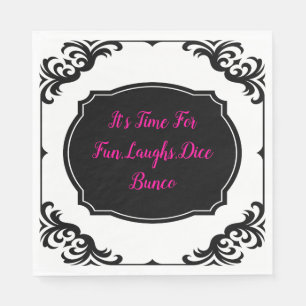 Roligt Rosa Black White Bunco Dice Party Pappersservett