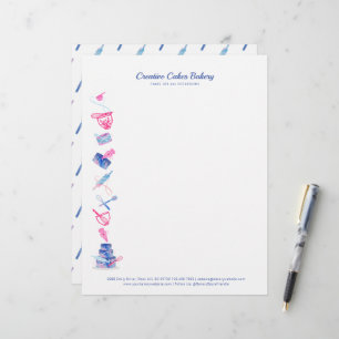 Roligt Rosa & Blue Bakery Cake Shop Baking Verktyg Brevhuvud