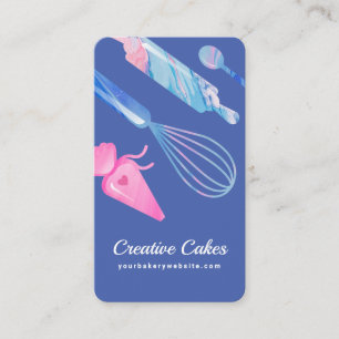 Roligt Rosa Blue Marble Bakery Verktyg & Utensils Visitkort