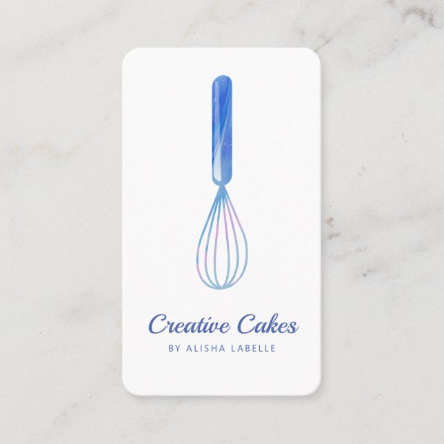 Roligt Rosa Blue Marble Bakery Whisk White Visitkort (Framsida)