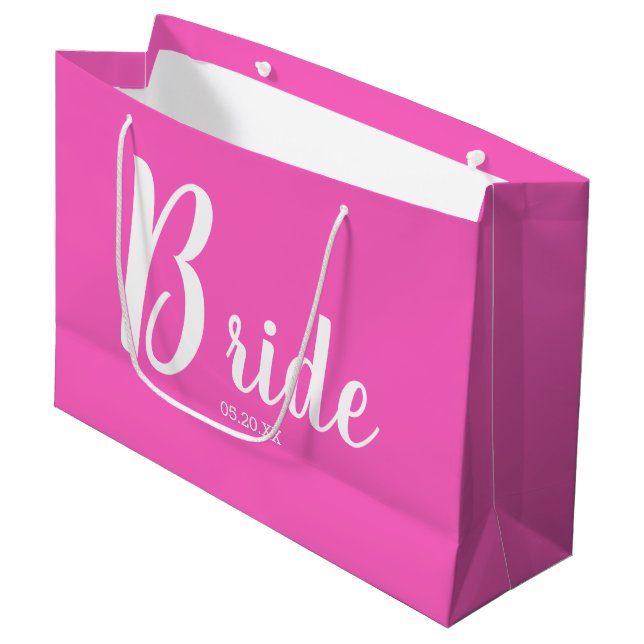 Roligt Rosa Bride Large Gift Bag (Framsidan Vinklad)