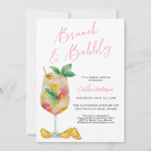 Roligt Rosa Brunch och Möhippan BubLY Champagne Inbjudningar