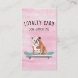 Roligt Rosa Bulldog Hund Grooming Loyalty Card Visitkort