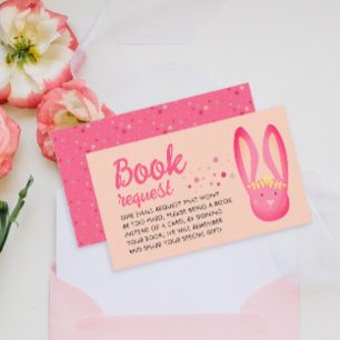Roligt Rosa Bunny Bok begäran 1:a Bday Party Tilläggskort