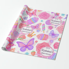 Roligt Rosa Butterfly, cupkaka, Candy Mönster Presentpapper