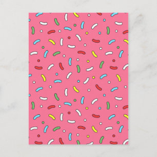 Roligt Rosa Candy Sprinkles Mönster Vykort