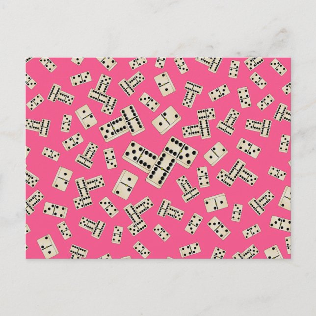 Roligt rosa domino mönster vykort (Framsida)