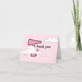 Roligt Rosa Doodle Cloud Baby Shower Tack Kort