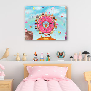 Roligt Rosa Doughnut Ferris Wheel och Muffinsar Poster
