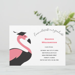 Roligt Rosa Flamingo Animal Studenten Inbjudningar