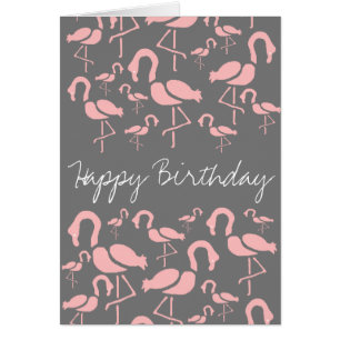 Roligt Rosa Flamingo-fågelkonst Hälsningskort
