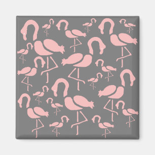 Roligt Rosa Flamingo-fågelkonst Magnet