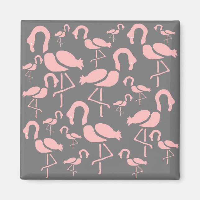 Roligt Rosa Flamingo-fågelkonst Magnet (Framsidan)
