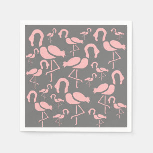 Roligt Rosa Flamingo-fågelkonst Pappersservett
