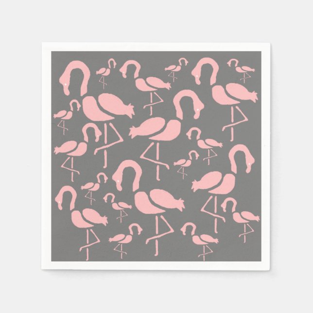 Roligt Rosa Flamingo-fågelkonst Pappersservett (Framsidan)