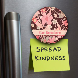 Roligt Rosa Flowers Personlig Inspirief Magnet