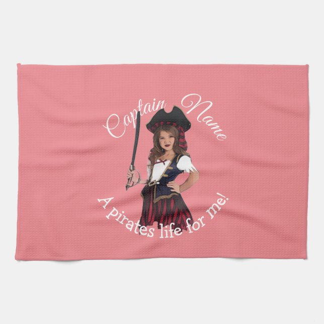 Roligt Rosa Girl Girl Kökshandduk (Horisontell)