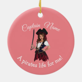 Roligt Rosa Girl Pirat Julgransprydnad Keramik