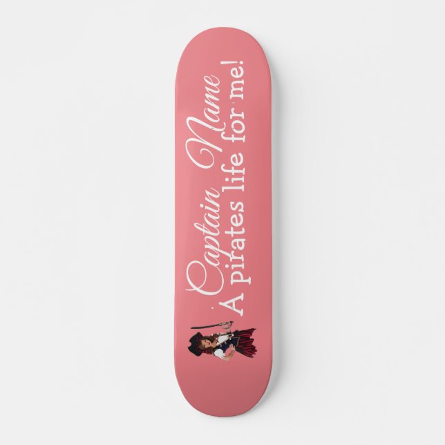 Roligt Rosa Girl Pirat Mini Skateboard Bräda 18,5 Cm (Framsida)