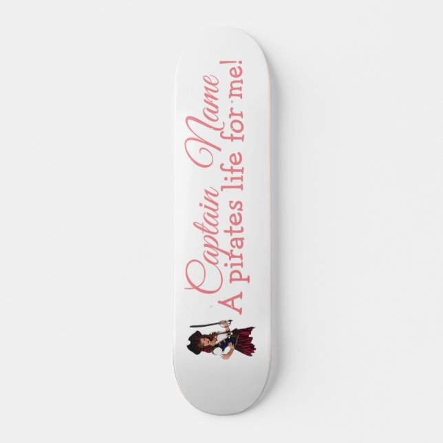 Roligt Rosa Girl Pirat Skateboard (Framsida)