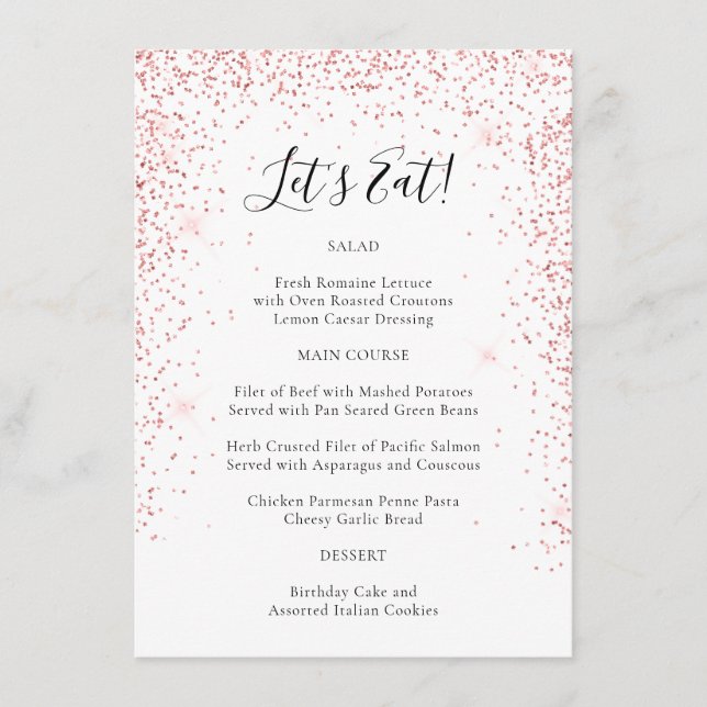 Roligt  Rosa Glitter Särskild Occupation Menu Meny (Framsida)