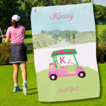 Roligt Rosa Golf Cart Scenia Personlig Namn