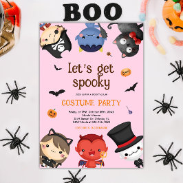 Roligt Rosa Kids Halloween Costume Party Cute Spoo Inbjudningar