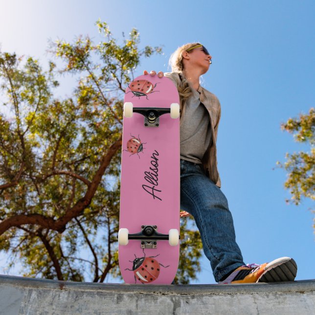 Roligt rosa Ladybug Mini Skateboard Bräda 18,5 Cm (Utomhus 1)