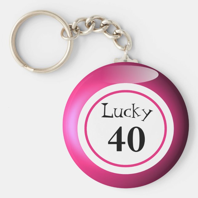 Roligt Rosa Lucky Number Bingo Boll Theme Nyckelring (Framsidan)