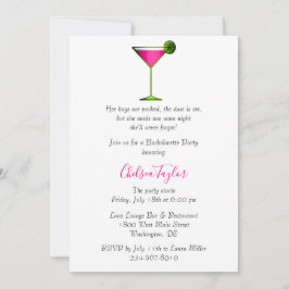 Roligt Rosa Martini Cocktail Hour Bachelorette Par Inbjudningar